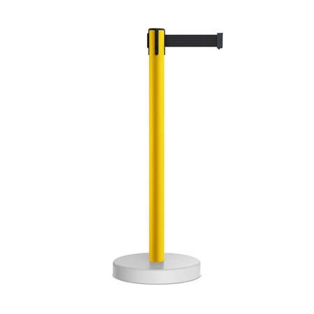 MONTOUR LINE Stanchion Belt Barrier WaterFillable Base Yellow Post 7.5ftBlack Belt MSW630-YW-BK-75